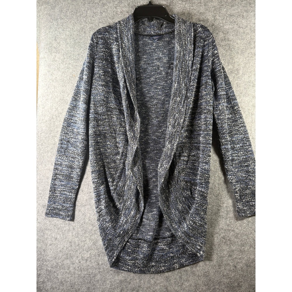 Aeropostale Womens Marled Knit Open Front Cardigan Blue Black White Small